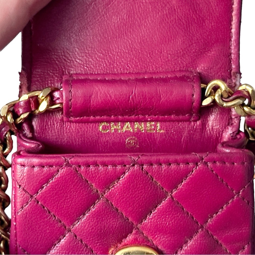 CHANEL Vintage Micro Pink Quilted Lambskin Half Flap Bag RARE - Picture 13 of 14
